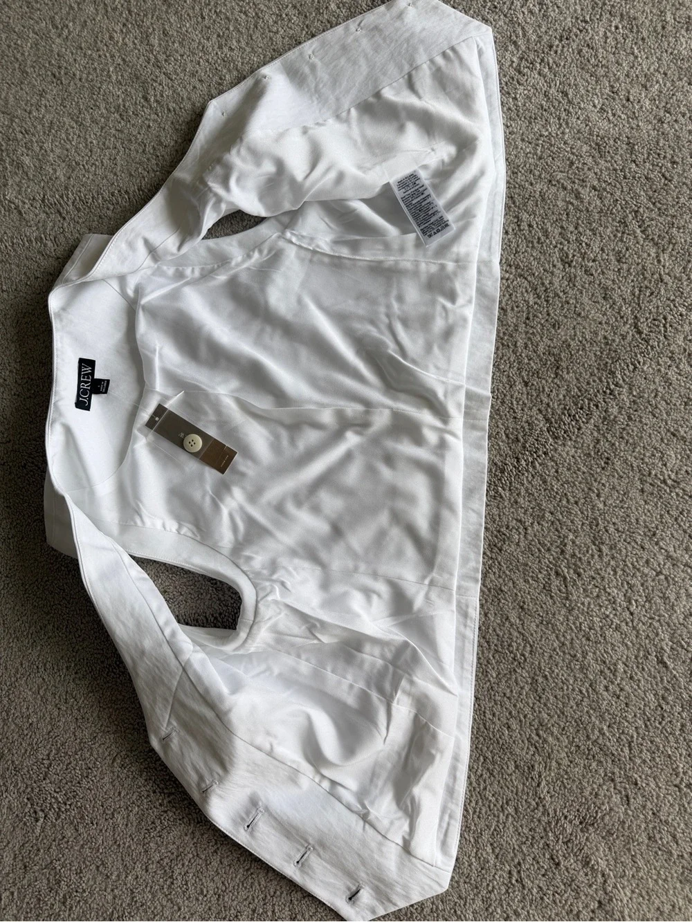 J.Crew Shrunken V-Neck Vest Top White Size 4 Cotton Blend NWT